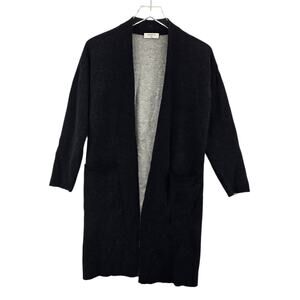Aritzia Babaton Long Open Duster Cardigan Sweater XS Womens Black Wool Linen